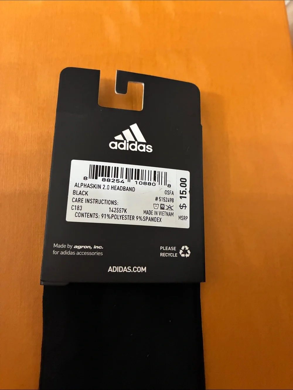 adidas Black Headband with White Logo